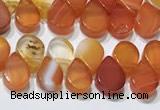 CAA5301 Top drilled 6*8mm flat teardrop line agate beads