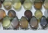 CAA5303 Top drilled 6*8mm flat teardrop line agate beads