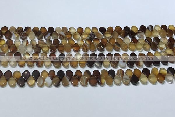 CAA5304 Top drilled 6*8mm flat teardrop line agate beads