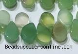 CAA5306 Top drilled 6*8mm flat teardrop line agate beads