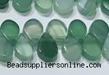 CAA5307 Top drilled 6*8mm flat teardrop line agate beads