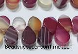 CAA5309 Top drilled 6*8mm flat teardrop line agate beads