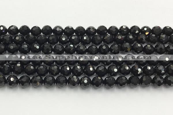 CAA5338 15.5 inches 8mm faceted round black onyx beads wholesale