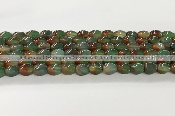 CAA5361 15.5 inches 8*12mm twisted rice agate gemstone beads