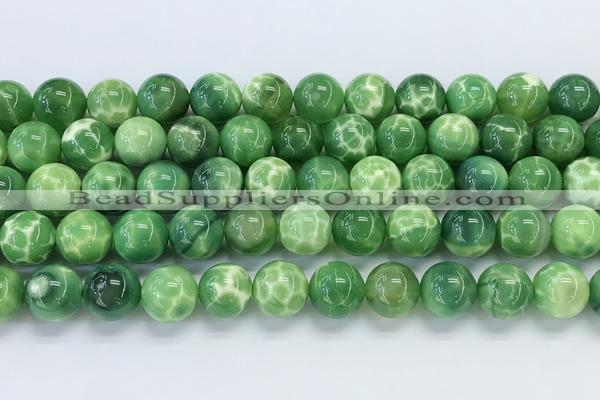 CAA5407 15.5 inches 10mm round peacock serpntine gemstone beads