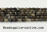 CAA5478 15.5 inches 8*12mm faceted rice agate beads