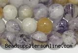 CAA5485 15 inches 4mm round purple flower stone beads