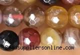 CAA5490 15 inches 6mm faceted round AB-color banded agate beads