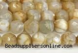 CAA5503 15 inches 6mm faceted round fire crackle agate beads