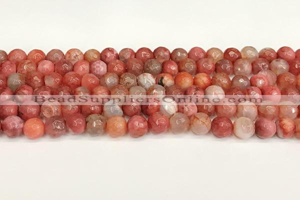 CAA5511 15 inches 8mm faceted round fire crackle agate beads