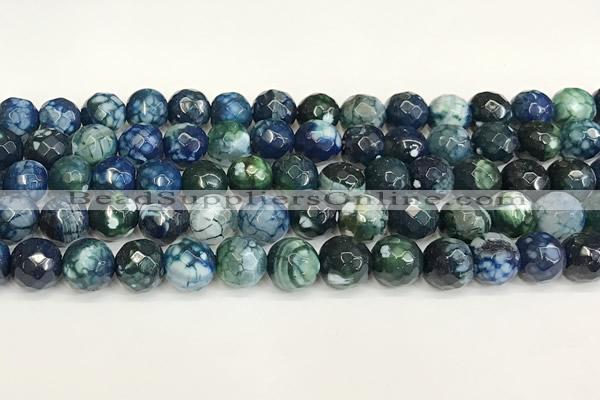 CAA5529 15 inches 10mm faceted round fire crackle agate beads