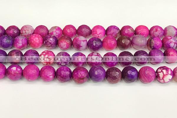 CAA5541 15 inches 12mm faceted round fire crackle agate beads