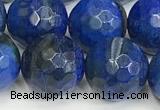 CAA5547 15 inches 12mm faceted round fire crackle agate beads