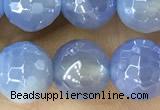 CAA5551 15 inches 8mm faceted round AB-color banded agate beads