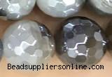 CAA5564 15 inches 10mm faceted round AB-color banded agate beads