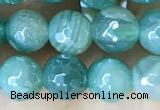 CAA5578 15 inches 6mm faceted round AB-color banded agate beads