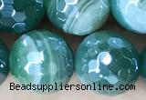 CAA5580 15 inches 10mm faceted round AB-color banded agate beads