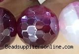 CAA5589 15 inches 12mm faceted round AB-color banded agate beads