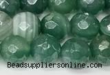 CAA5605 15 inches 8mm faceted round AB-color banded agate beads