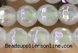 CAA5620 15 inches 6mm faceted round AB-color white agate beads