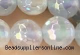 CAA5621 15 inches 8mm faceted round AB-color white agate beads