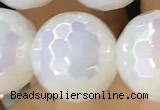 CAA5623 15 inches 12mm faceted round AB-color white agate beads