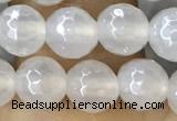 CAA5625 15 inches 6mm faceted round AB-color white agate beads