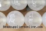 CAA5626 15 inches 8mm faceted round AB-color white agate beads