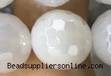 CAA5628 15 inches 12mm faceted round AB-color white agate beads