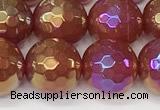 CAA5666 15 inches 8mm faceted round AB-color red agate beads