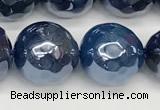 CAA5677 15 inches 10mm faceted round AB-color blue agate beads