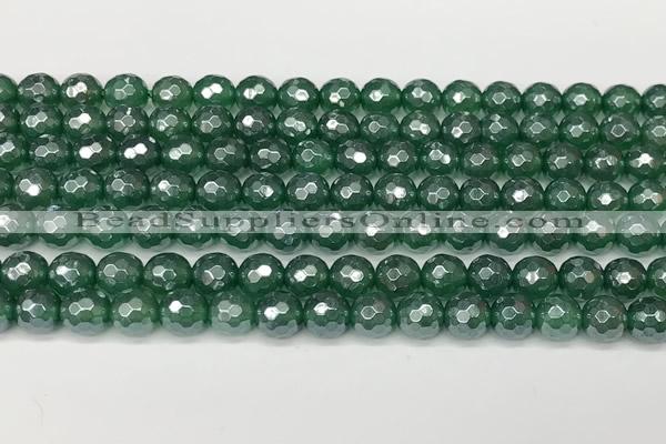 CAA5685 15 inches 6mm faceted round AB-color green agate beads