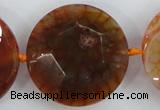 CAA571 15.5 inches 35mm faceted flat round dragon veins agate beads