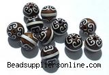 CAA5712 10mm round tibetan agate dzi beads wholesale