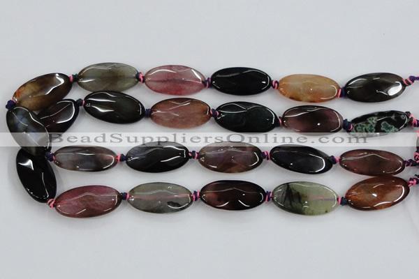 CAA578 15.5 inches 15*30mm faceted oval dragon veins agate beads