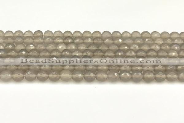 CAA5785 15 inches 6mm faceted round grey agate beads