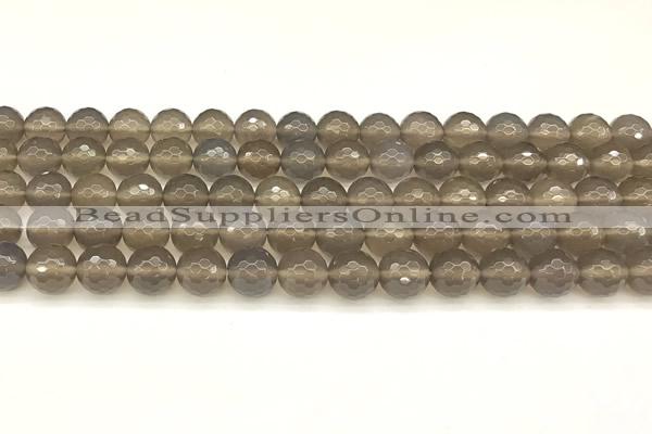 CAA5786 15 inches 8mm faceted round grey agate beads