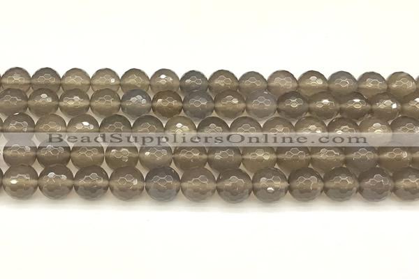 CAA5787 15 inches 10mm faceted round grey agate beads