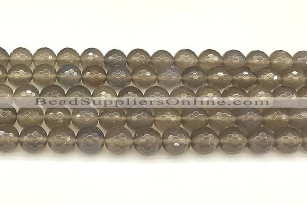 CAA5788 15 inches 12mm faceted round grey agate beads