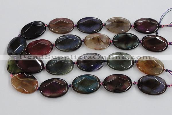 CAA581 15.5 inches 25*35mm faceted oval dragon veins agate beads