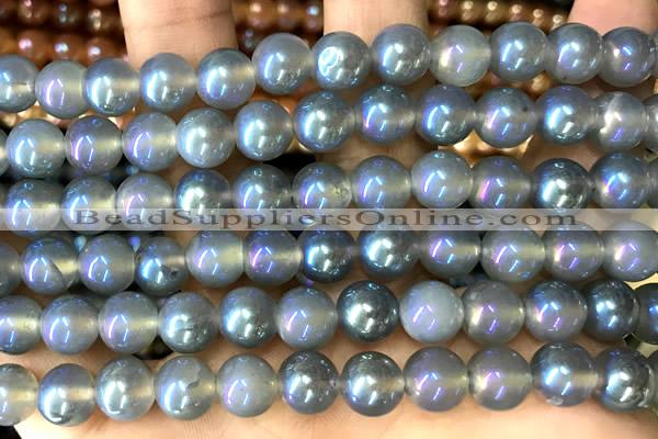 CAA5824 15 inches 8mm round AB-color agate beads