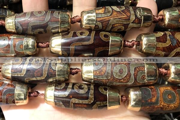 CAA5862 14*38mm - 16*43mm rice tibetan agate dzi beads