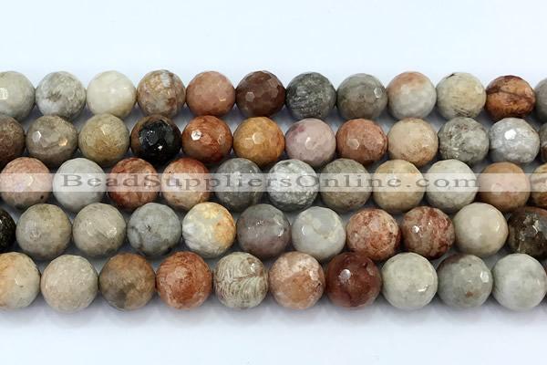 CAA5922 15 inches 10mm faceted round chrysanthemum agate beads