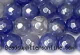 CAA5940 15 inches 6mm faceted round AB-color banded agate beads