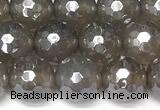 CAA5944 15 inches 8mm faceted round AB-color grey agate beads