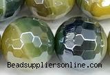 CAA5955 15 inches 12mm faceted round AB-color line agate beads