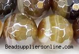 CAA5964 15 inches 12mm faceted round AB-color line agate beads