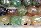 CAA5973 15 inches 6mm faceted round AB-color line agate beads