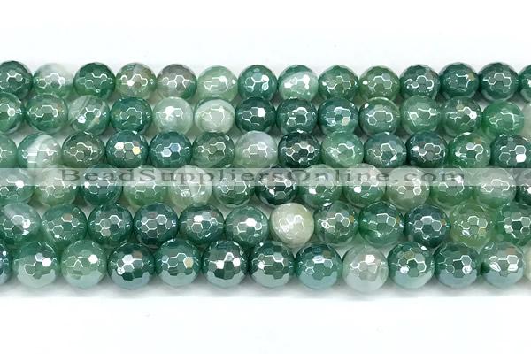 CAA5978 15 inches 8mm faceted round AB-color line agate beads