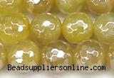 CAA5987 15 inches 6mm faceted round AB-color line agate beads